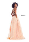 Clarisse 8122 Textured Novelty V-neck Bodice Long Ball Gown