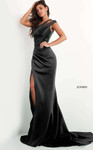 Jovani 04222 Scuba One Shoulder Ruched Keyhole Dress
