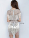 Jovani 11999 Embellished Metallic Sheer Neckline Short Dress