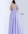 JVN by Jovani JVN68258 Embellished Lace Deep V-Neck Ballgown