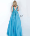 JVN by Jovani JVN00925 Embroidered Deep V-Neck Ballgown