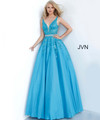 JVN by Jovani JVN00925 Embroidered Deep V-Neck Ballgown