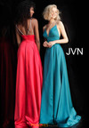 JVN by Jovani JVN68314 Embellished Deep V-Neck A-Line Dress