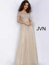 JVN by Jovani JVN2004 Lace Off-Shoulder Fitted Long Dress