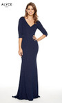 Alyce Paris 27377 Textured Jersey V-Neck Straight Long Dress