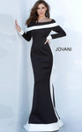 Jovani 4062 Scuba Bateau Neckline Long Sleeve Fitted Gown