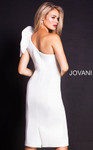 Jovani 23886 Scuba One Shoulder V-Neck Knee Length Dress