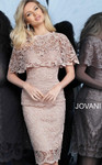 Jovani 1401 Lace Sweetheart Neck Sheath Knee Length Dress