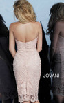 Jovani 1401 Lace Sweetheart Neck Sheath Knee Length Dress