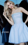 Jovani 2830 Beaded Straight-Across Strapless Short Dress