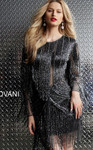 Jovani 61636 Beaded Jewel Neck Long Sleeves Short Dress