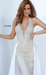 Jovani 3698 Polyester Embellished Halter Neck Long Dress