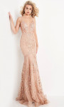 JVN by Jovani JVN05788 Lace Embellished Trumpet Dress