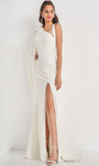 JVN by Jovani JVN2516 Asymmetric Neck Dress With Slit