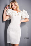Jovani 04367 Off Shoulder Ruffle Neckline Cocktail Dress