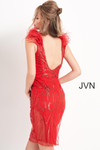 JVN by Jovani JVN04760 Sequin Feather Cap Cocktail Dress