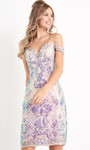 Jovani JVN05251 Off-shoulder Sequin Adorned Cocktail Dress