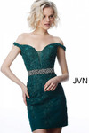 JVN by Jovani JVN1102 Lace Off Shoulder Fitted Short Dress
