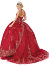 Dancing Queen 1609 V Neck Beaded Appliqued Strappy Ballgown