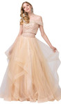 Dancing Queen 2545 Embroidered Off Shoulder Two-piece Gown