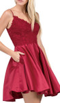 Dancing Queen 3037 Spaghetti Straps Lace Bodice Short Dress