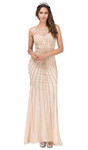Dancing Queen 2448 Sleeveless Metallic Bead Striped Gown
