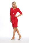 Celavie 6412 Knee Length Mid Sleeves Short Faux-Wrap Dress