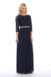 Celavie 6305-L Three-Quarter Sleeve Laced A-line Long Dress Celavie 6305-L Three-Quarter Sleeve Laced A-line Long Dress
