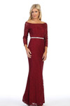 Celavie 6343-L Long Sleeves Lace Off Shoulder Long Dress