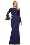 Celavie 6374 Long Bell Sleeves Bodice Long Mermaid Dress