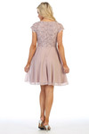 Celavie 6394-S Round Neck Short Sleeves Short Lace Dress