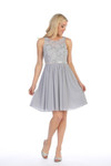 Celavie 6344-S Lace Bodice Short Sleeveless Short Dress