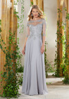 MGNY By Morilee 71908 Chiffon Beaded Quarter Sleeve Gown