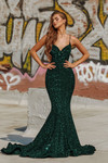 Portia and Scarlett PS21207 Sequin V-Neck Fitted Long Dress