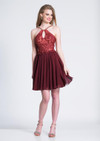 Dave and Johnny A7050 Embroidered Halter Neck Dress