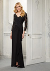 MGNY By Morilee 72418 Sheer Long Sleeves Beaded Gown