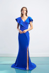 Alexander by Daymor 1456 Crepe Jersey Cap Sleeve V-Neck Gown