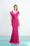 Alexander by Daymor 1456 Crepe Jersey Cap Sleeve V-Neck Gown