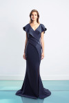 Alexander by Daymor 1456 Crepe Jersey Cap Sleeve V-Neck Gown