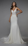 Alyce Paris 7027 Plunging Neck Fit N Flare Wedding Dress