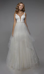 Alyce Paris 7022 Plunging Neck Satin Long Bridal Ballgown