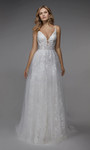 Alyce Paris 7036 Plunging Neck A-line Long Wedding Dress