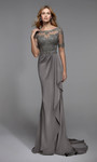 Alyce Paris 27477 Illusion Neck Straight Long Crepe Dress