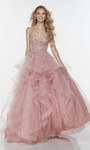 Alyce Paris 61085 Tulle Lace Plunging Neck Long Ballgown