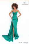 Tarik Ediz 51144 Strapless Draped Cowl Satin High Slit Gown
