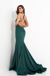 JVN by Jovani JVN00698 Stretch Glitter V-Neck Long Gown