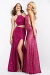 JVN by Jovani JVN06127 One Shoulder Lace Sequins Long Gown