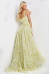 JVN by Jovani JVN08416 Sleeveless Leaf Motif Long Gown