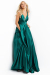 JVN by Jovani JVN08419 Sleeveless Plunging Satin Long Gown