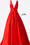 JVN by Jovani JVN47530 V Neck Mikado Ballgown With Skirt